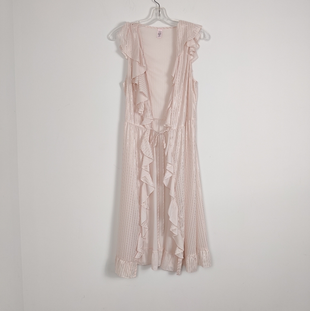 Victoria's Secret Women's Flutter Detailed Robe Pink Striped Size Large